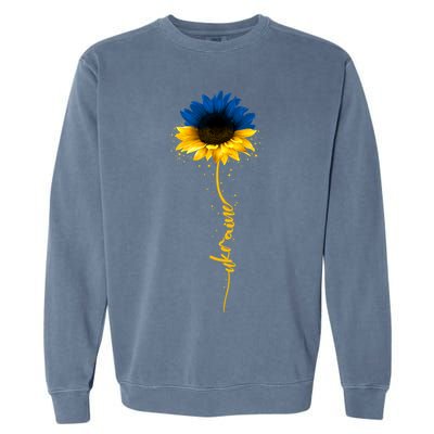 Ukrainian Flag Sunflower I Stand With Ukraine Peace Garment-Dyed Sweatshirt