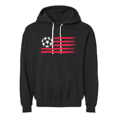 Usa Flag Soccer Ball Cool Futbol Equipment Garment-Dyed Fleece Hoodie