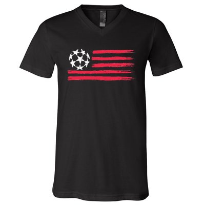 Usa Flag Soccer Ball Cool Futbol Equipment V-Neck T-Shirt