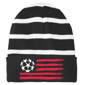 Usa Flag Soccer Ball Cool Futbol Equipment Striped Beanie with Solid Band