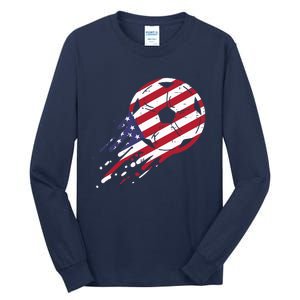 USA Flag Soccer American Ball Football Fan Tall Long Sleeve T-Shirt