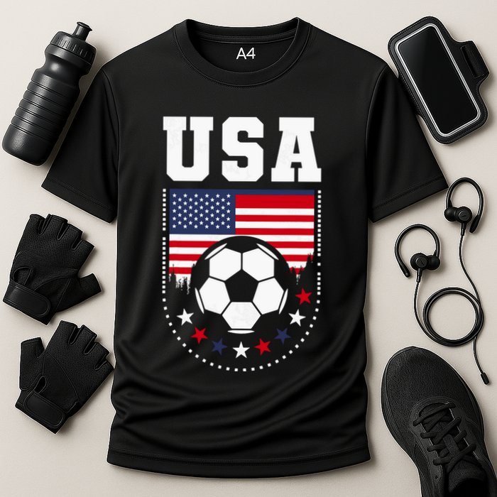 Usa Flag Soccer Fan Cooling Performance Crew T-Shirt