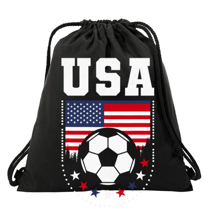 Usa Flag Soccer Fan Drawstring Bag