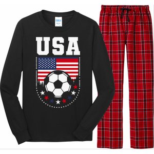 Usa Flag Soccer Fan Long Sleeve Pajama Set