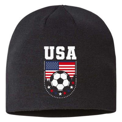 Usa Flag Soccer Fan Sustainable Beanie