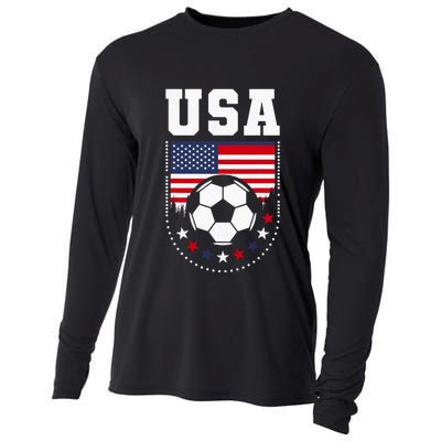 Usa Flag Soccer Fan Cooling Performance Long Sleeve Crew