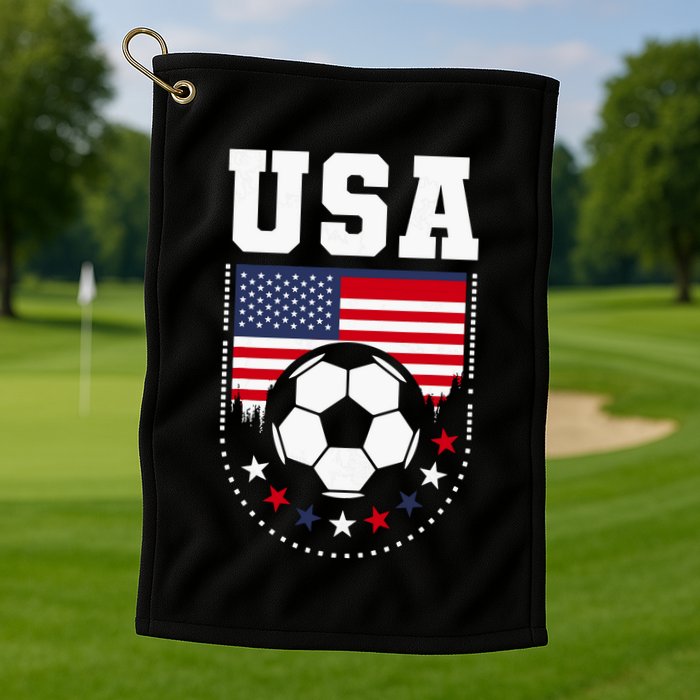 Usa Flag Soccer Fan Golf Towel