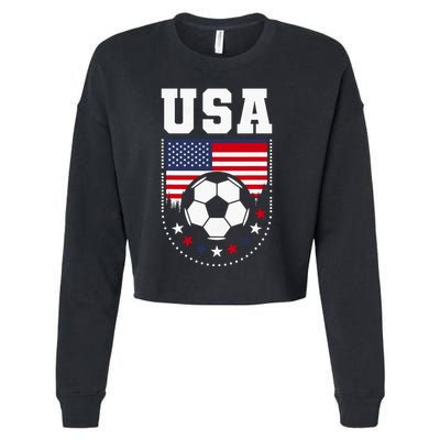 Usa Flag Soccer Fan Cropped Pullover Crew