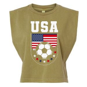 Usa Flag Soccer Fan Garment-Dyed Women's Muscle Tee