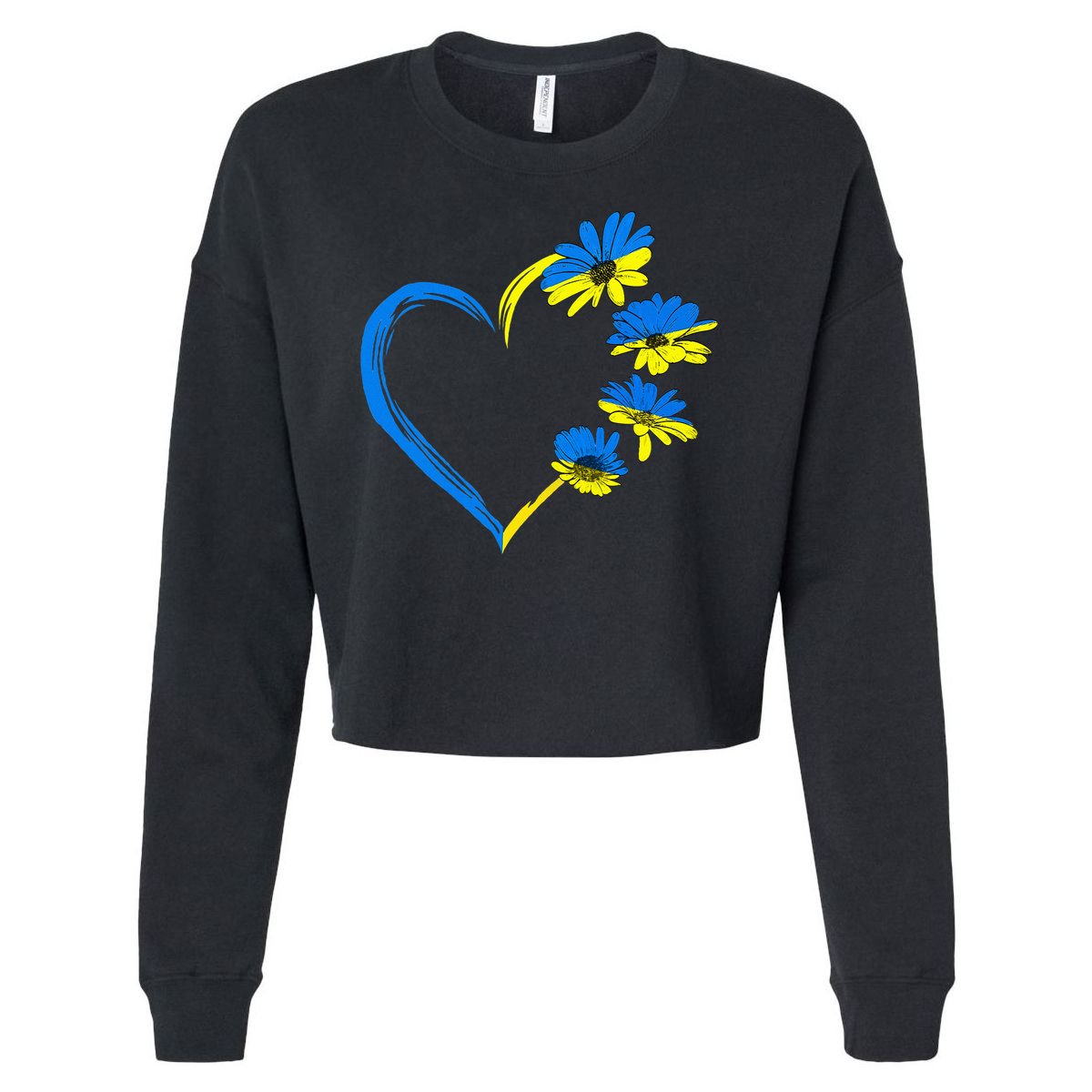 Ukraine Flag Sunflower Vintage Ukrainian Lovers Ukraine Cropped Pullover Crew