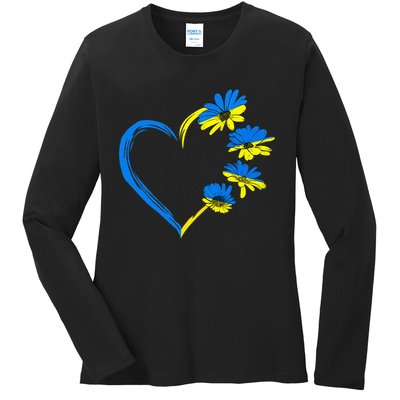 Ukraine Flag Sunflower Vintage Ukrainian Lovers Ukraine Ladies Long Sleeve Shirt
