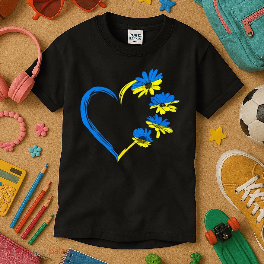 Ukraine Flag Sunflower Vintage Ukrainian Lovers Ukraine Kids T-Shirt
