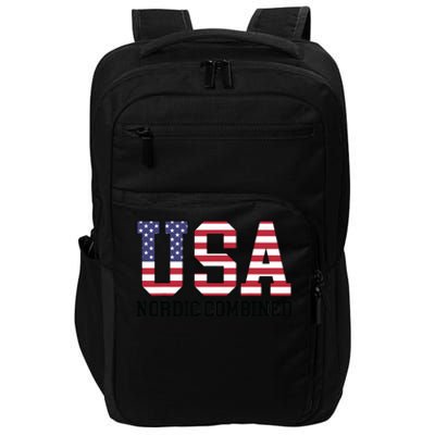 USA Flag Skier American USA Nordic Combined Impact Tech Backpack