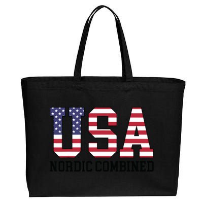 USA Flag Skier American USA Nordic Combined Cotton Canvas Jumbo Tote