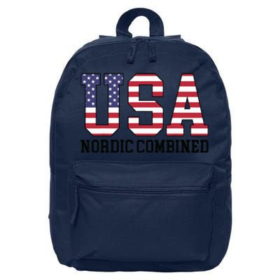 USA Flag Skier American USA Nordic Combined 16 in Basic Backpack