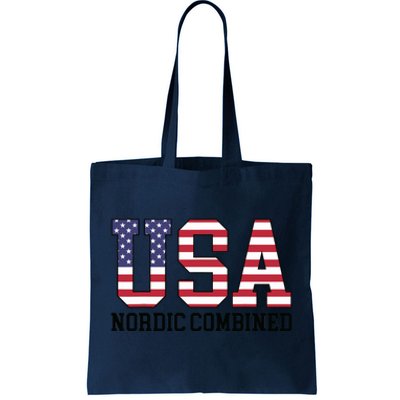 USA Flag Skier American USA Nordic Combined Tote Bag