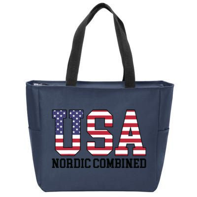 USA Flag Skier American USA Nordic Combined Zip Tote Bag