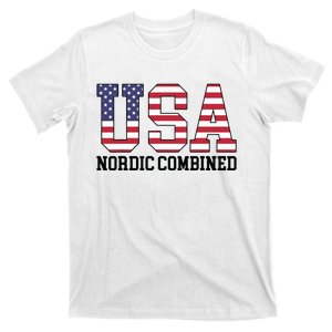 USA Flag Skier American USA Nordic Combined T-Shirt