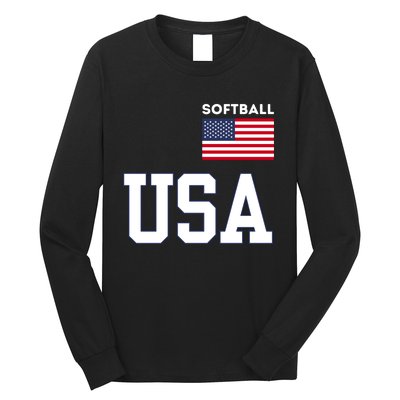 Usa Flag Softball Pocket Team Jersey Gift Long Sleeve Shirt