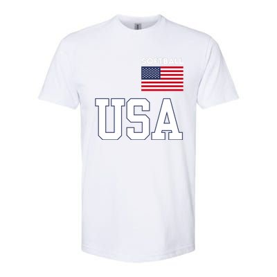 Usa Flag Softball Pocket Team Jersey Gift Softstyle® CVC T-Shirt