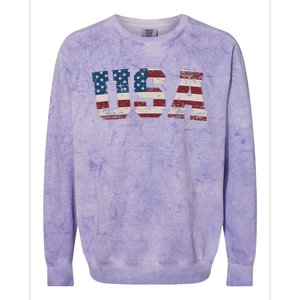 Usa Flag Stars And Stripes For Patriotic Independence Day Colorblast Crewneck Sweatshirt