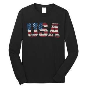 Usa Flag Stars And Stripes For Patriotic Independence Day Long Sleeve Shirt