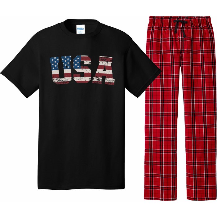 Usa Flag Stars And Stripes For Patriotic Independence Day Pajama Set