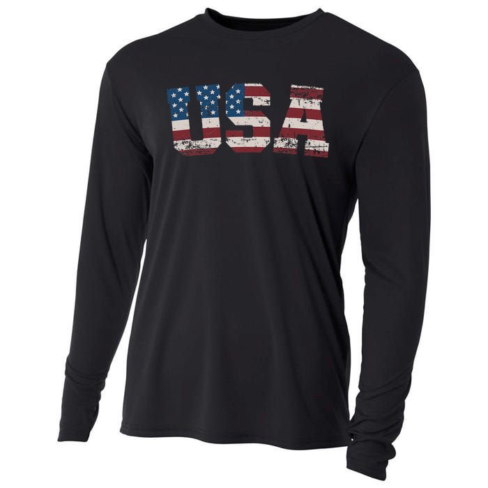 Usa Flag Stars And Stripes For Patriotic Independence Day Cooling Performance Long Sleeve Crew