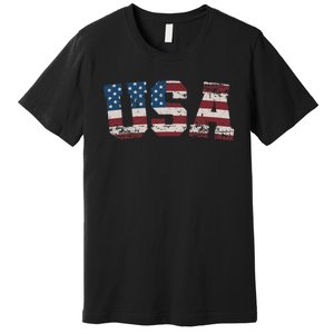 Usa Flag Stars And Stripes For Patriotic Independence Day Premium T-Shirt