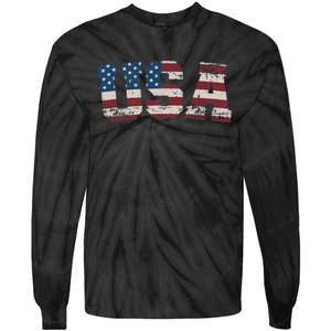 Usa Flag Stars And Stripes For Patriotic Independence Day Tie-Dye Long Sleeve Shirt