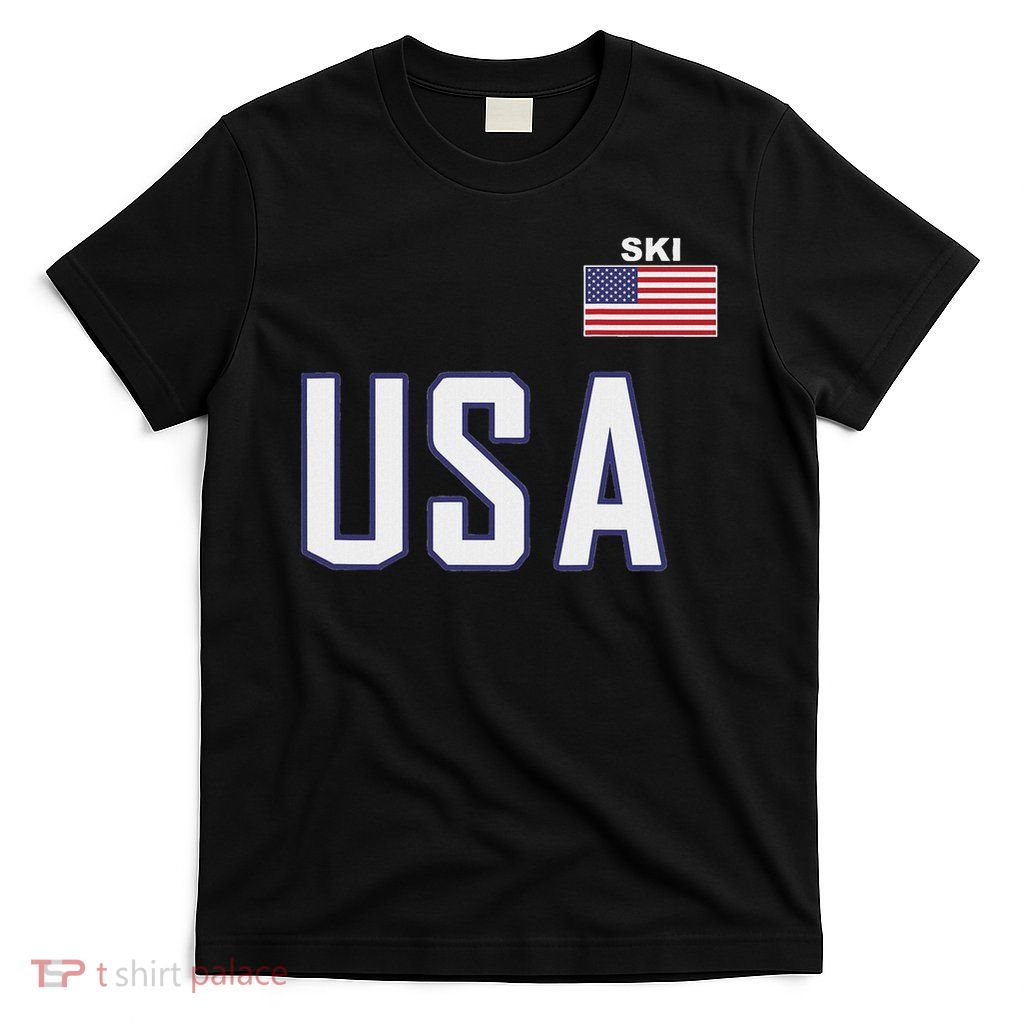 Usa Flag Skiing Team Cool Ski Equipment For Skier Men Women T-Shirt