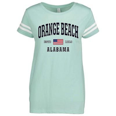 Usa Flag Stars & Stripes Orange Beach Alabama Enza Ladies Jersey Football T-Shirt