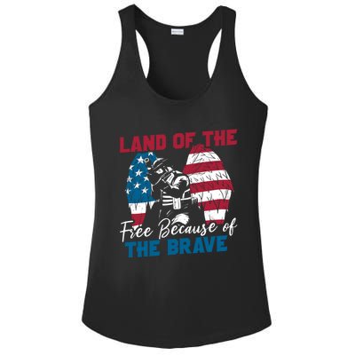 Us Flag Sodlier Eagle Land Of The Free Because Of The Brave Funny Gift Ladies PosiCharge Competitor Racerback Tank