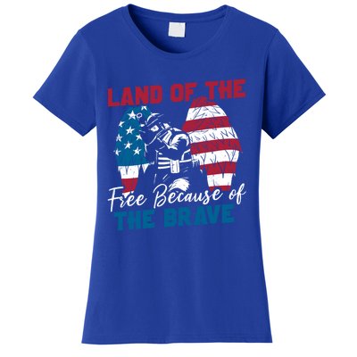 Us Flag Sodlier Eagle Land Of The Free Because Of The Brave Funny Gift Women's T-Shirt