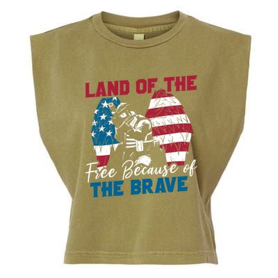 Us Flag Sodlier Eagle Land Of The Free Because Of The Brave Funny Gift Garment-Dyed Women's Muscle Tee