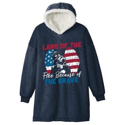 Us Flag Sodlier Eagle Land Of The Free Because Of The Brave Funny Gift Hooded Wearable Blanket