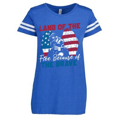 Us Flag Sodlier Eagle Land Of The Free Because Of The Brave Funny Gift Enza Ladies Jersey Football T-Shirt