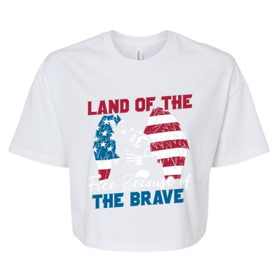 Us Flag Sodlier Eagle Land Of The Free Because Of The Brave Funny Gift Bella+Canvas Jersey Crop Tee