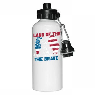 Us Flag Sodlier Eagle Land Of The Free Because Of The Brave Funny Gift Aluminum Water Bottle