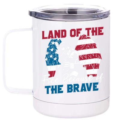 Us Flag Sodlier Eagle Land Of The Free Because Of The Brave Funny Gift 12 oz Stainless Steel Tumbler Cup