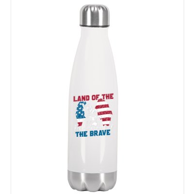 Us Flag Sodlier Eagle Land Of The Free Because Of The Brave Funny Gift Stainless Steel Insulated Water Bottle