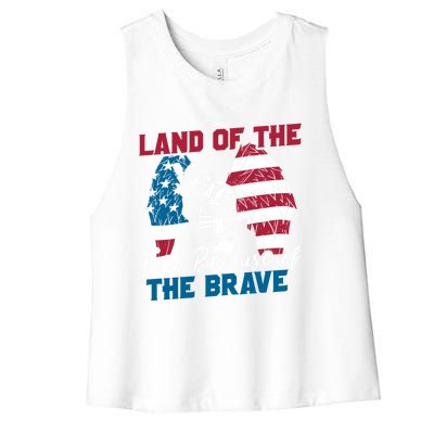 Us Flag Sodlier Eagle Land Of The Free Because Of The Brave Funny Gift Women's Racerback Cropped Tank