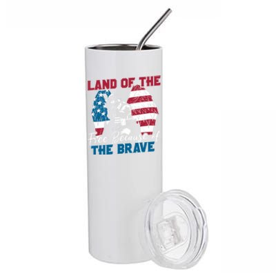 Us Flag Sodlier Eagle Land Of The Free Because Of The Brave Funny Gift Stainless Steel Tumbler