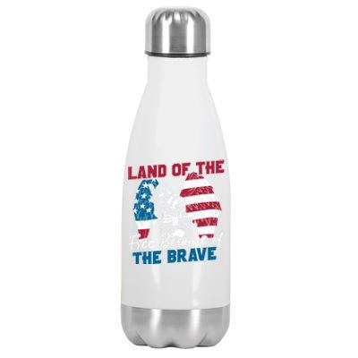 Us Flag Sodlier Eagle Land Of The Free Because Of The Brave Funny Gift Stainless Steel Insulated Water Bottle