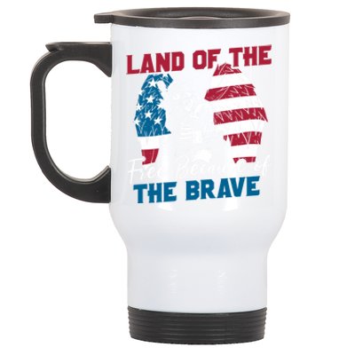 Us Flag Sodlier Eagle Land Of The Free Because Of The Brave Funny Gift Stainless Steel Travel Mug