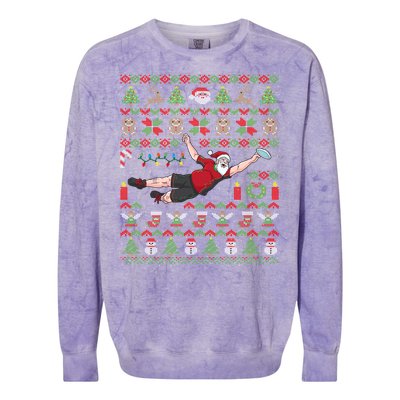 Ultimate Frisbee Santa Claus Sport Ugly Christmas Cute Gift Colorblast Crewneck Sweatshirt