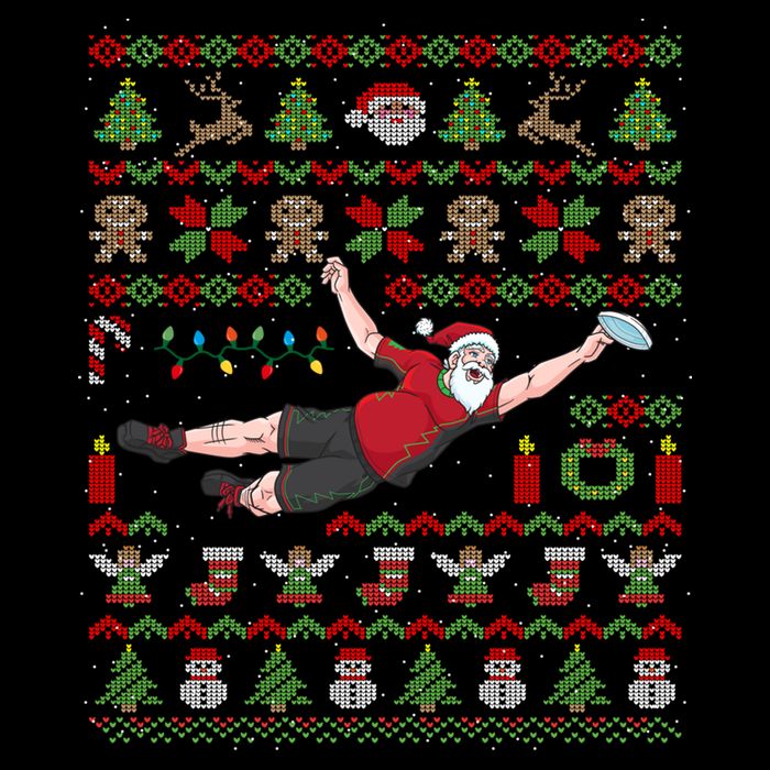 Ultimate Frisbee Santa Claus Sport Ugly Christmas Cute Gift Drawstring Bag