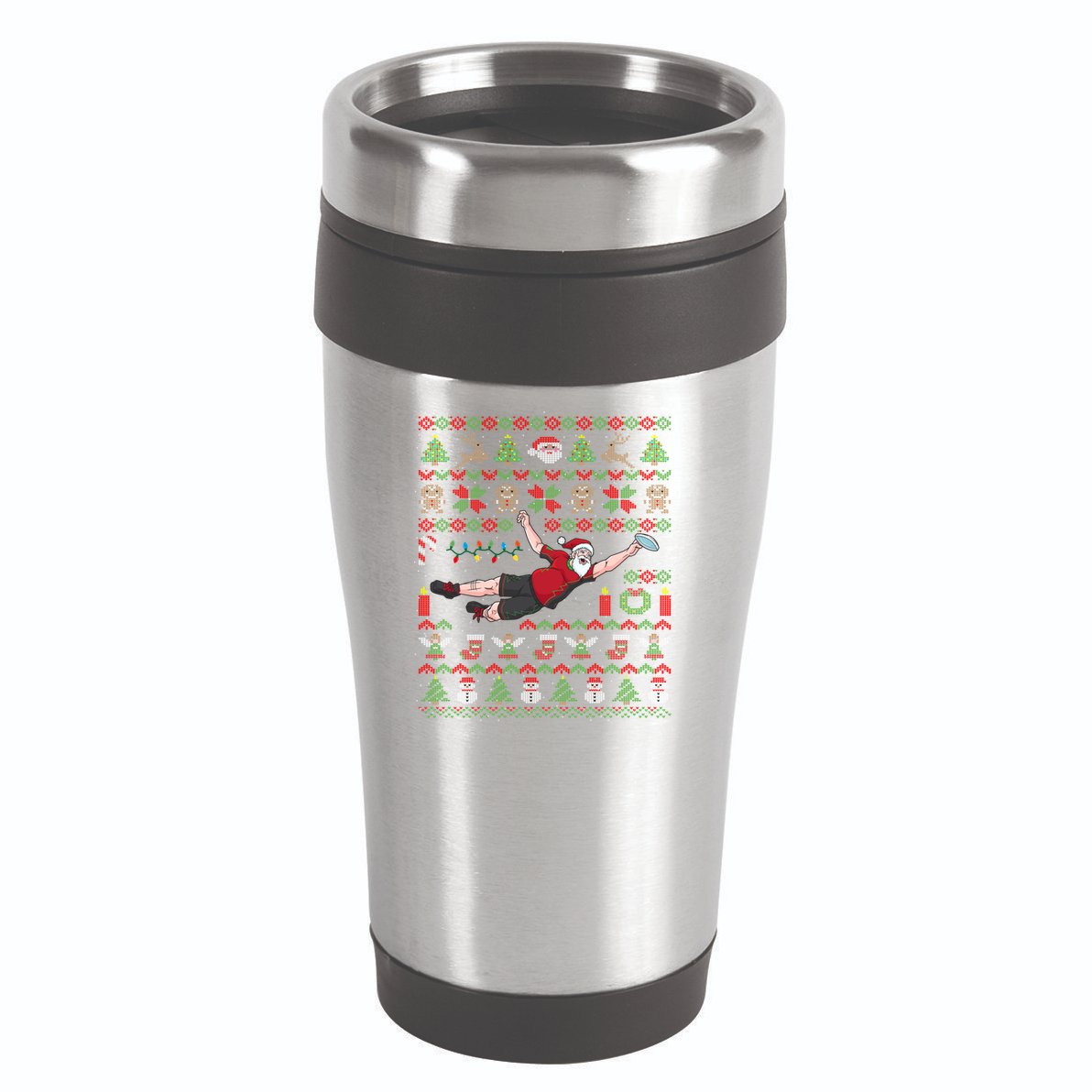 Ultimate Frisbee Santa Claus Sport Ugly Christmas Cute Gift 16oz Travel Tumbler