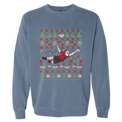 Ultimate Frisbee Santa Claus Sport Ugly Christmas Cute Gift Garment-Dyed Sweatshirt