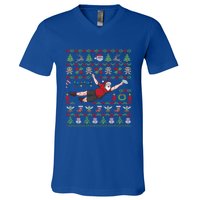 Ultimate Frisbee Santa Claus Sport Ugly Christmas Cute Gift V-Neck T-Shirt